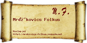 Mrákovics Folkus névjegykártya